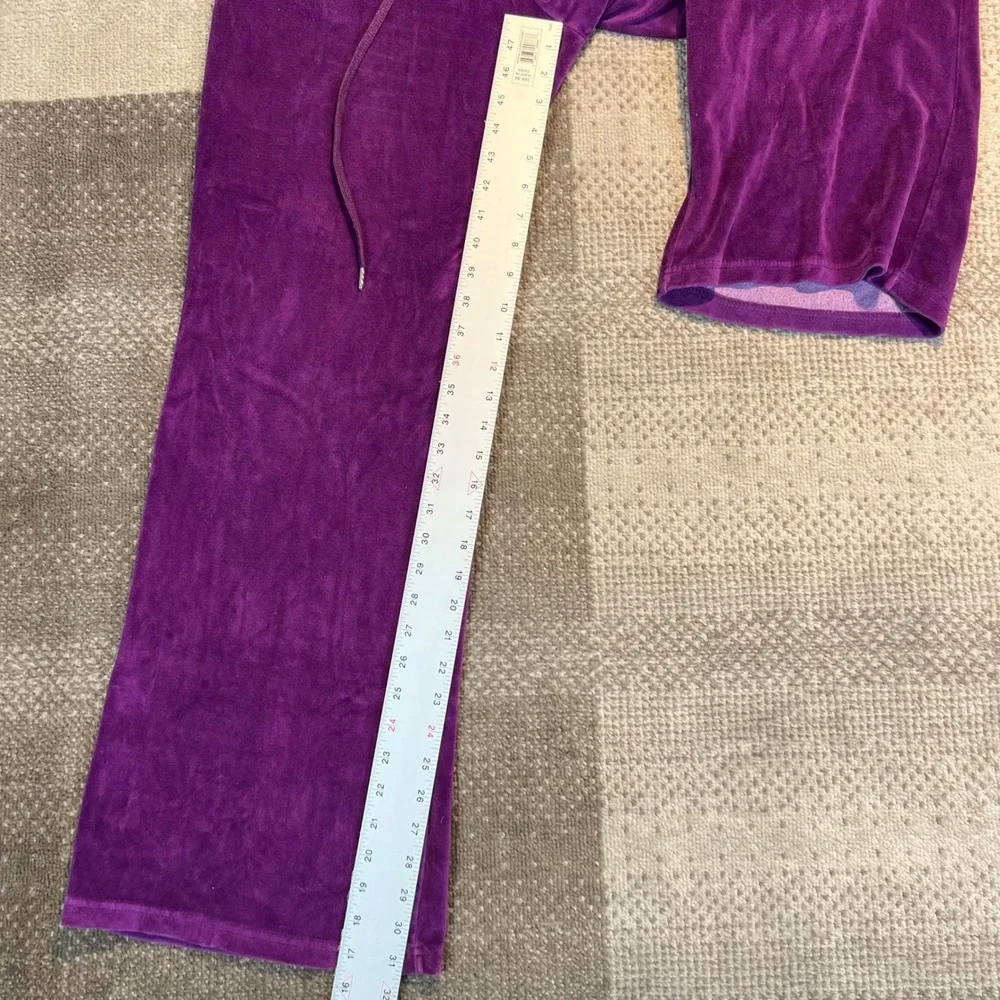 Derion Womens Purple Velour Wide Leg Track Pants‎ Y2K Flare Lounge Size Large